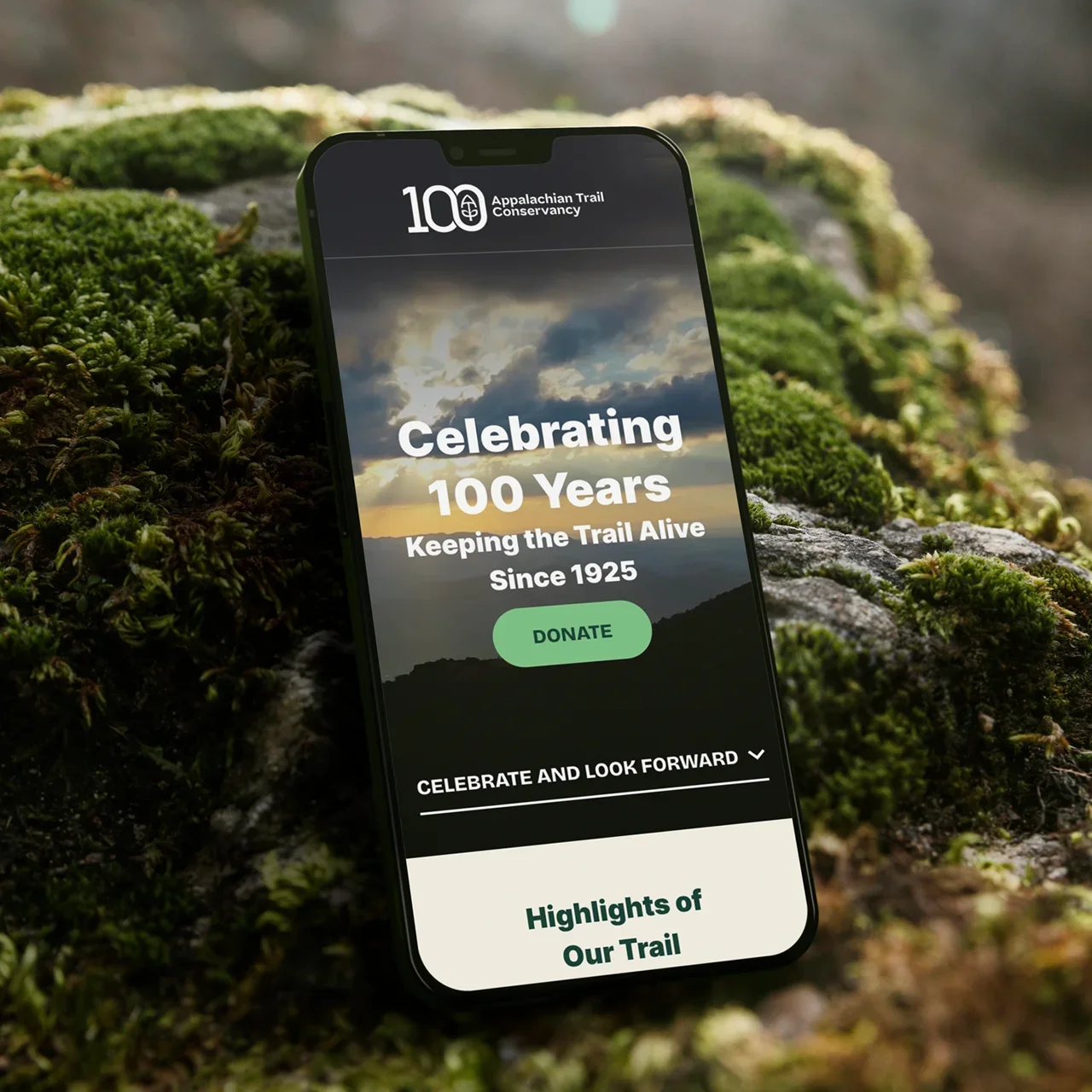 Appalachian Trail Conservancy 100 Year Anniversary website mockup