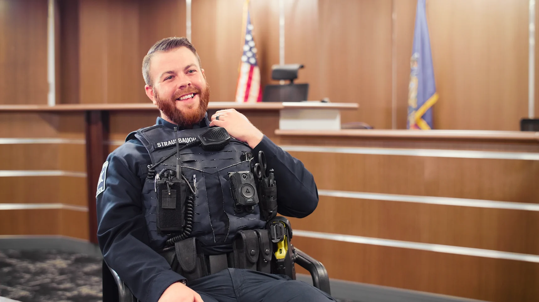 Sheriff being interviewed in court room