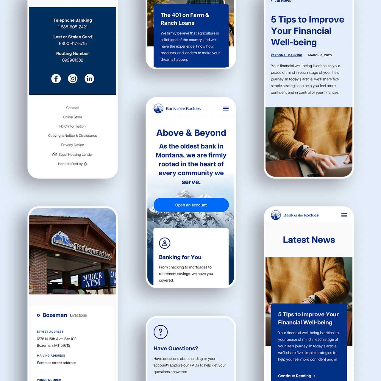 Bank of the Rockies mobile website mockups