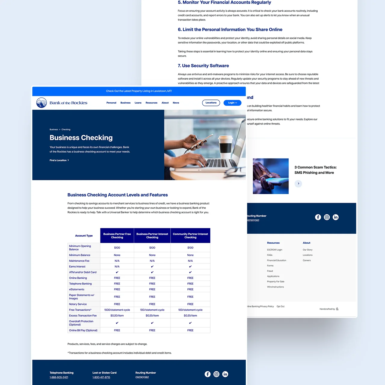 Bank of the Rockies website mockup