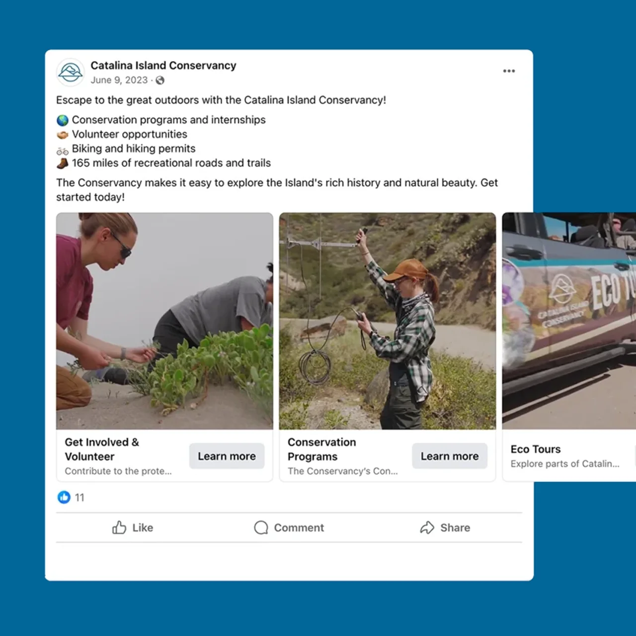Catalina Island Conservancy digital marketing Facebook posts