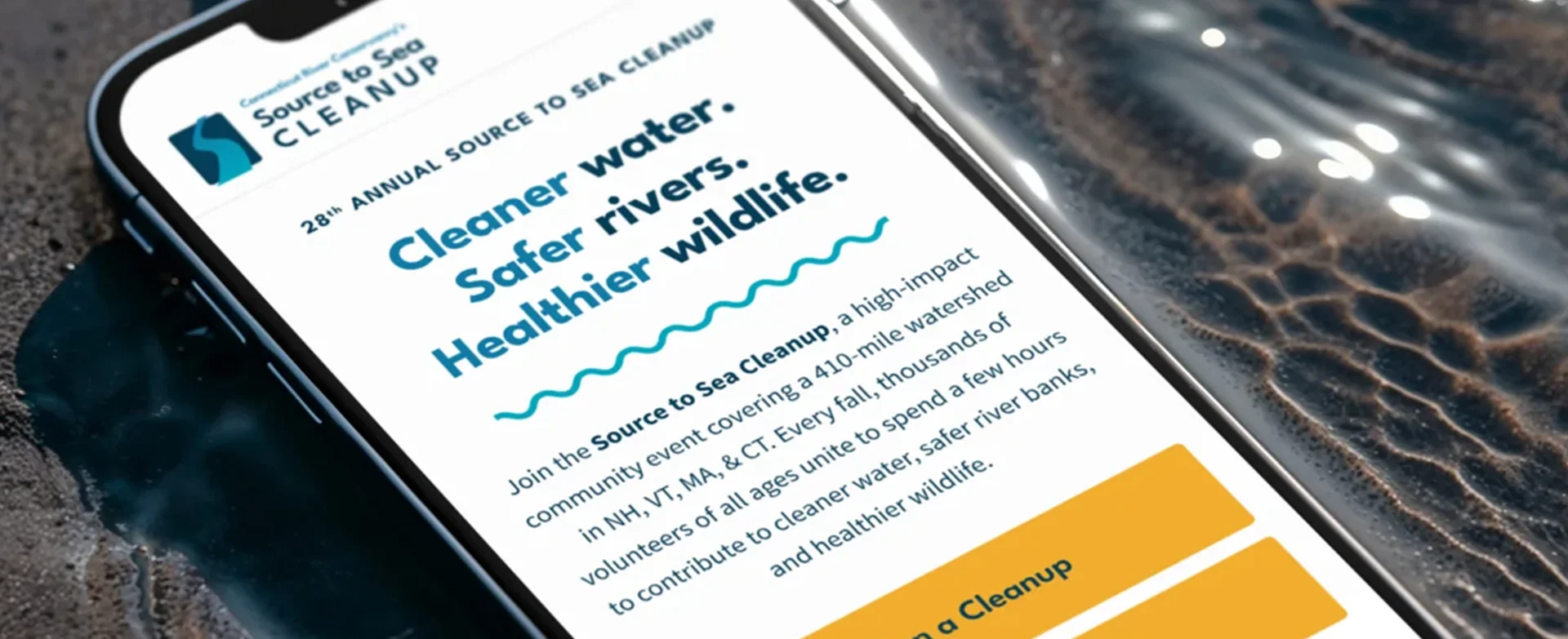 Source to sea cleanup homepage mobile mockups