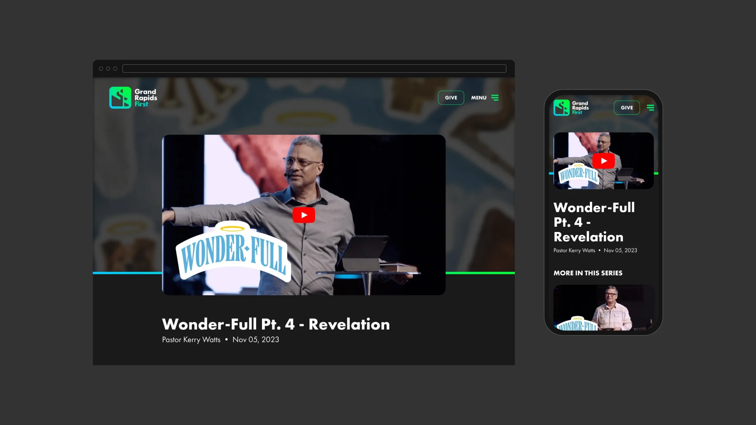 Grand Rapids First website mockups sermons