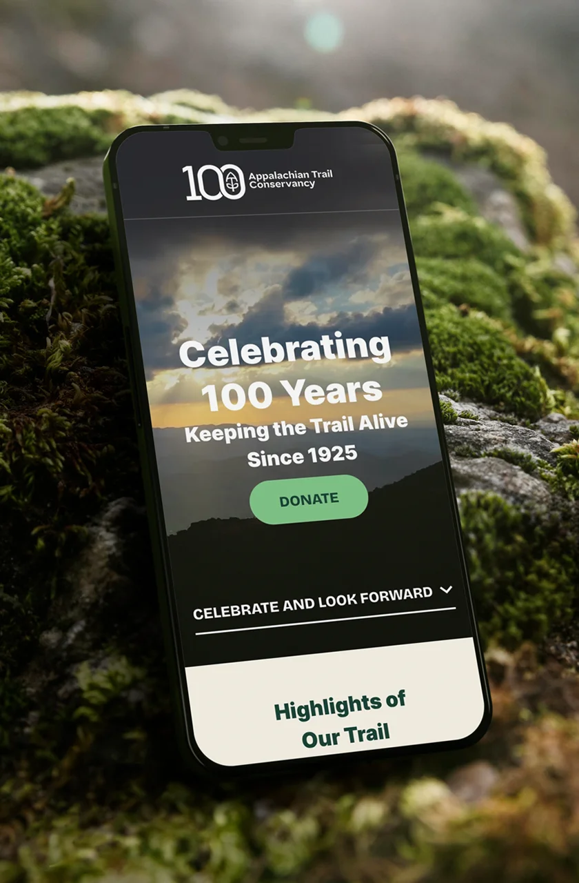 Appalachian Trail Conservancy centennial mobile mockups