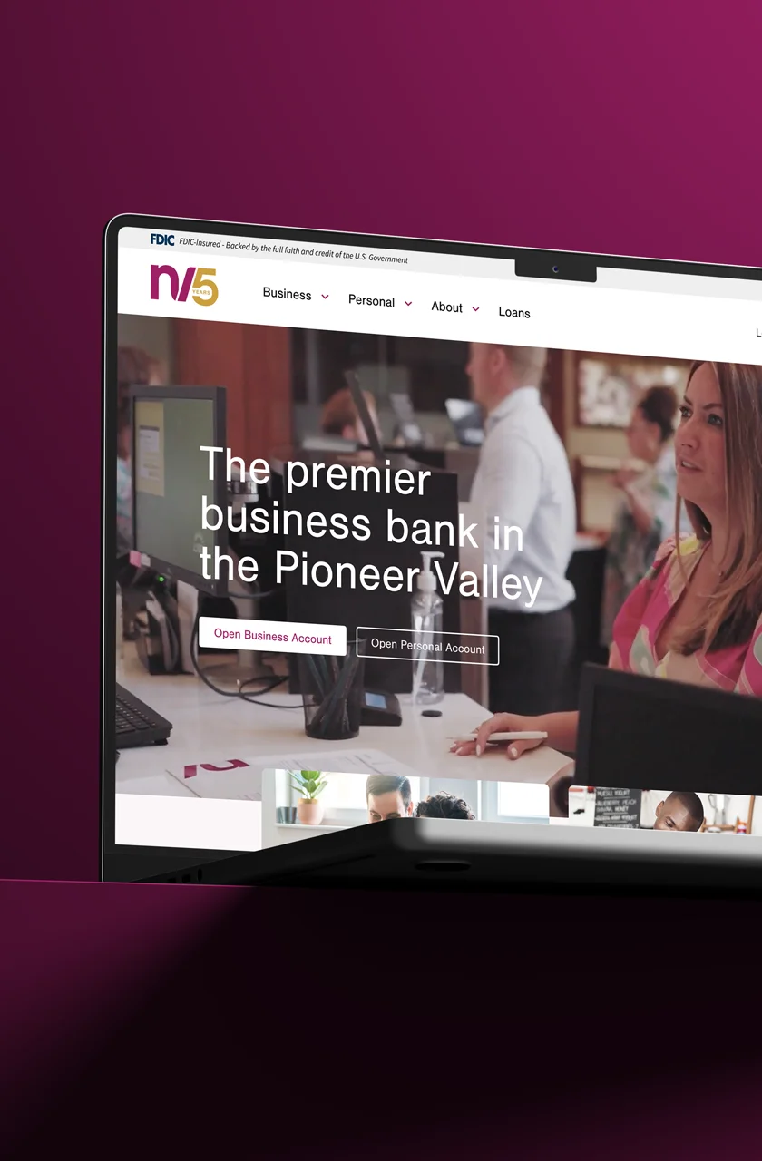 New Valley Bank homepage desktop mockup portrait