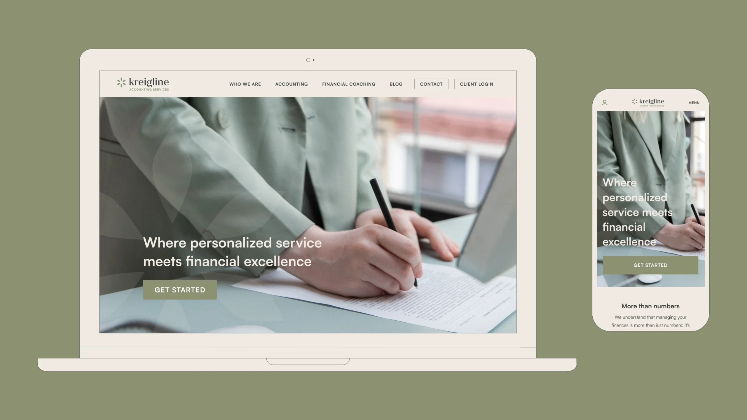 Kreigline Accounting Services website mockup
