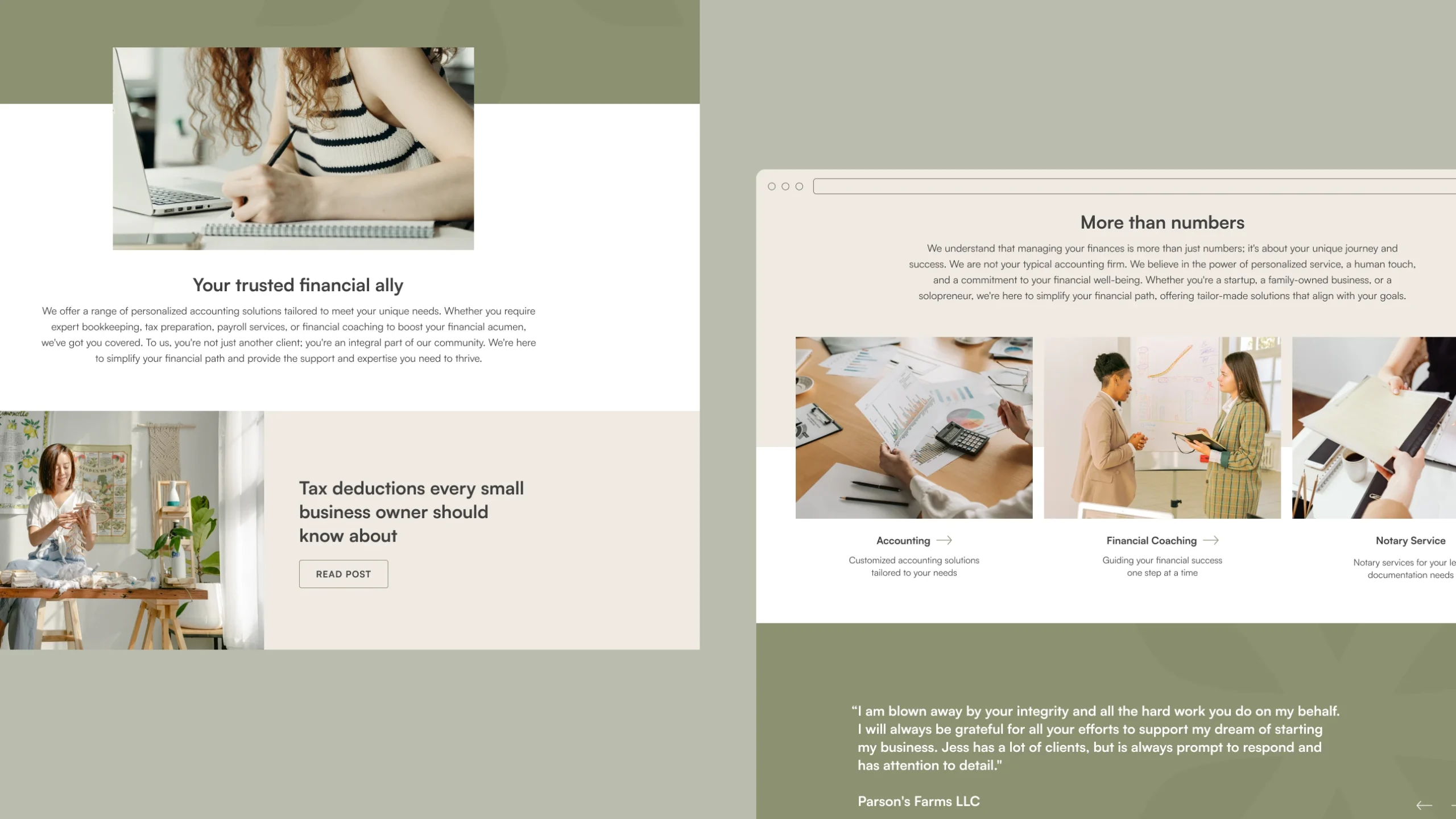 Kreigline Accounting Services website mockup