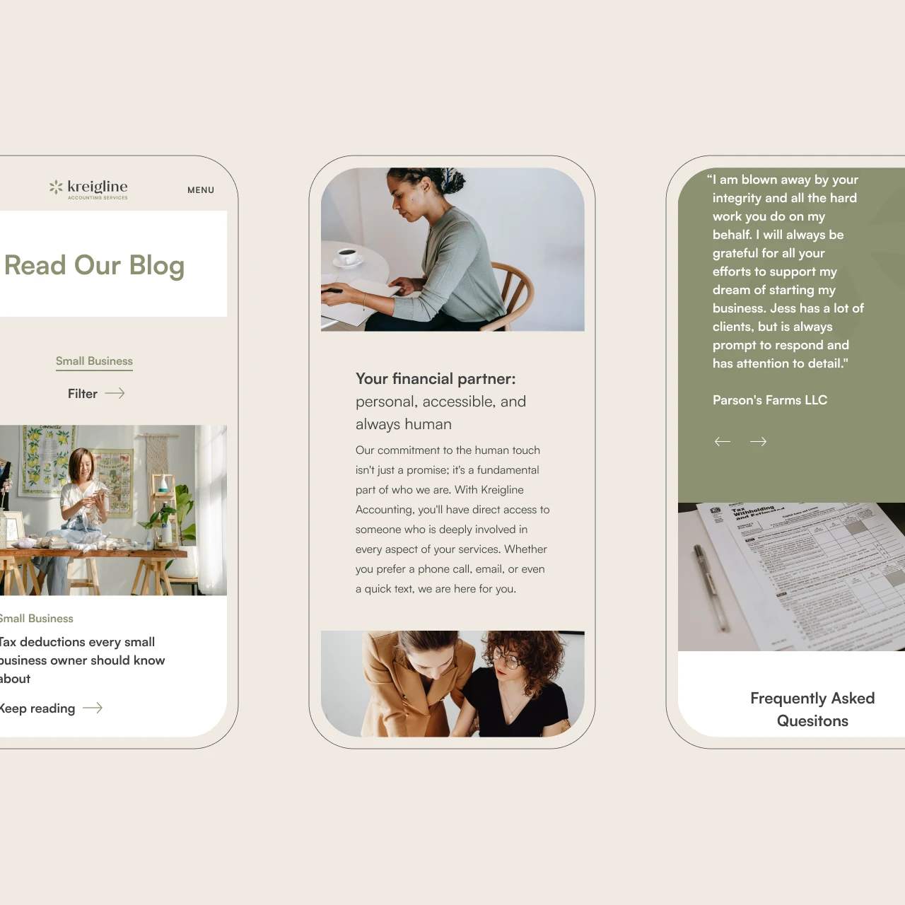 Kreigline Accounting Services mobile mockup