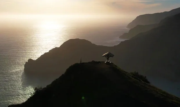 Picnic table at top of mountain