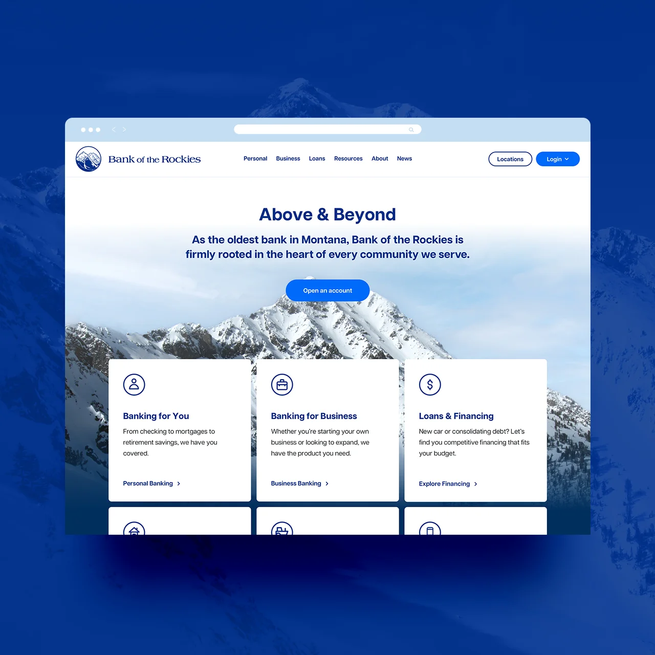 Bank of the Rockies homepage mockup