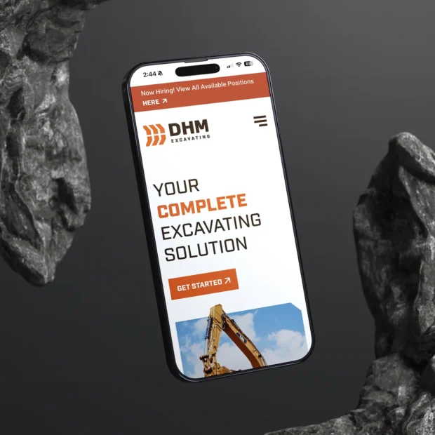 David H Martin Excavating mobile mockup homepage