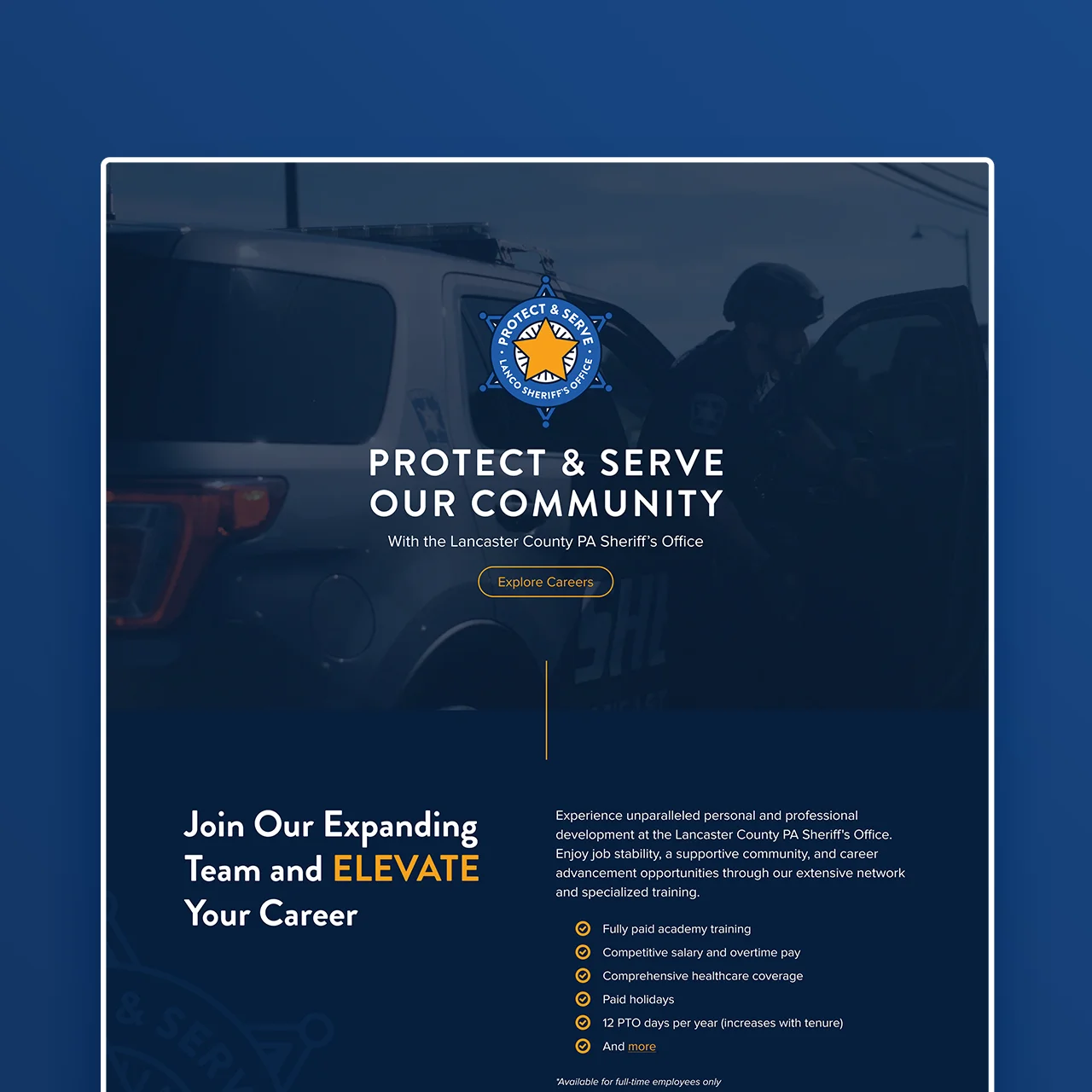 Lancaster County Sheriff's Office homepage mockup