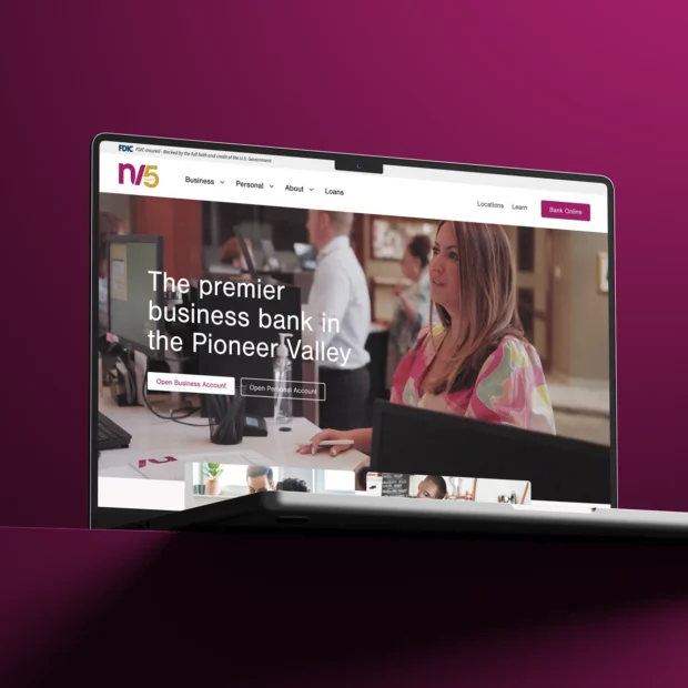 New Valley Bank homepage desktop mockup