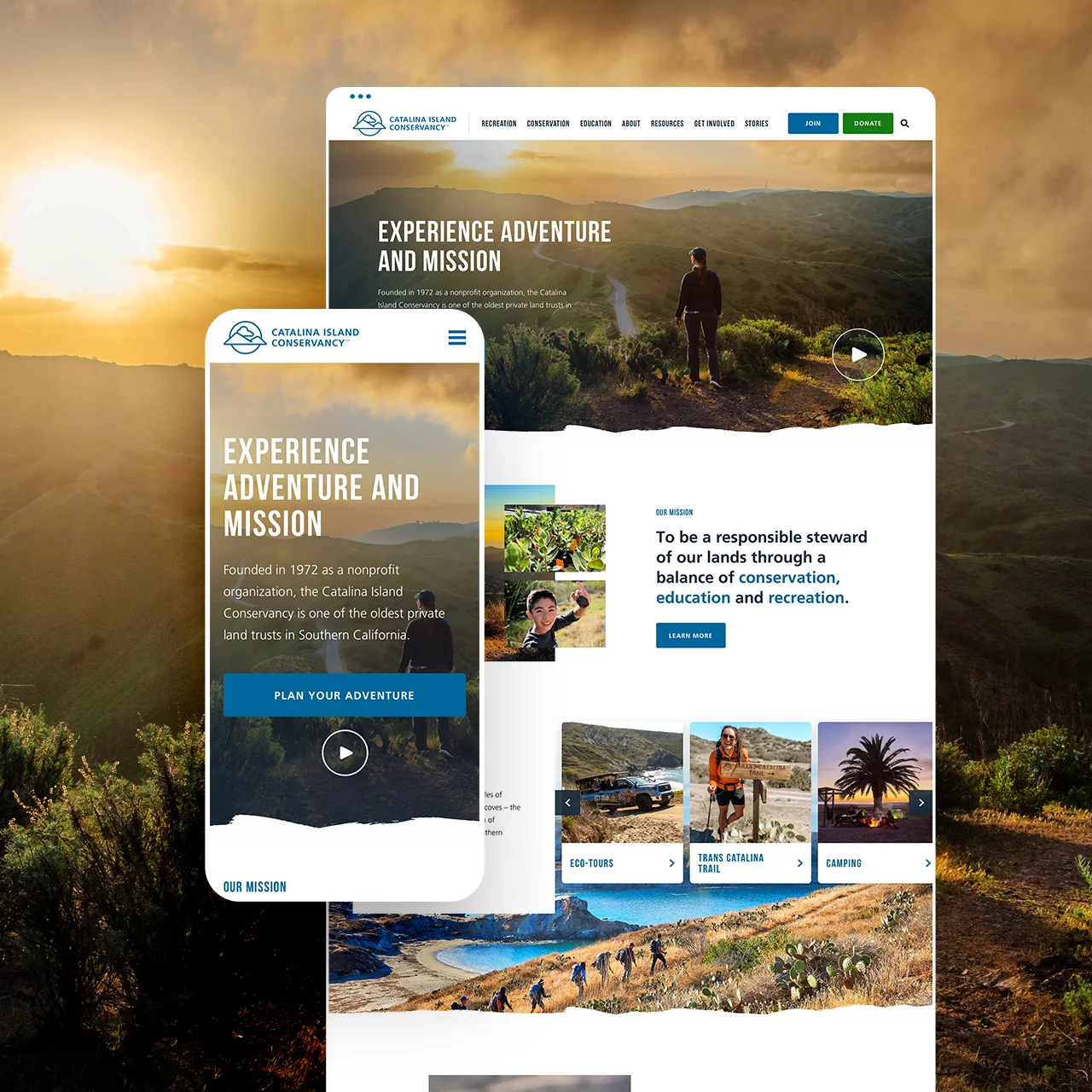 Catalina Island mobile and desktop homepage mockup