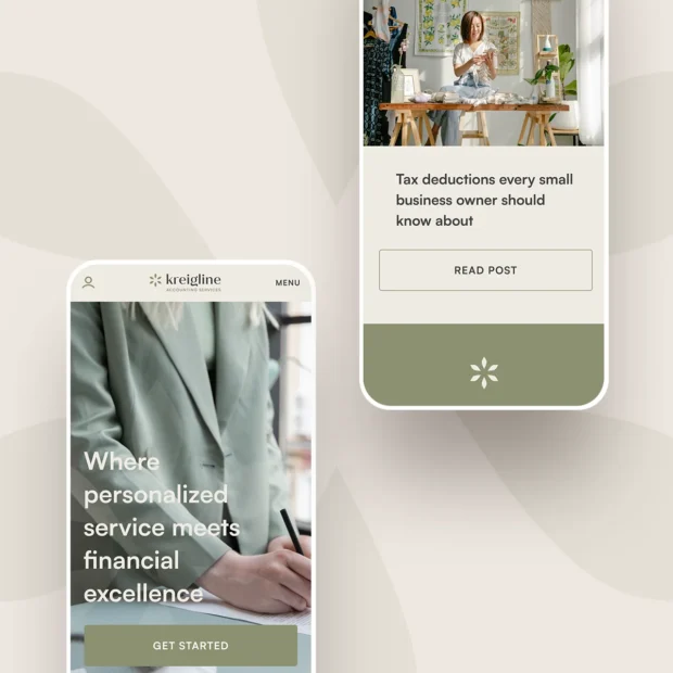 Kreigline Accounting mobile homepage mockup