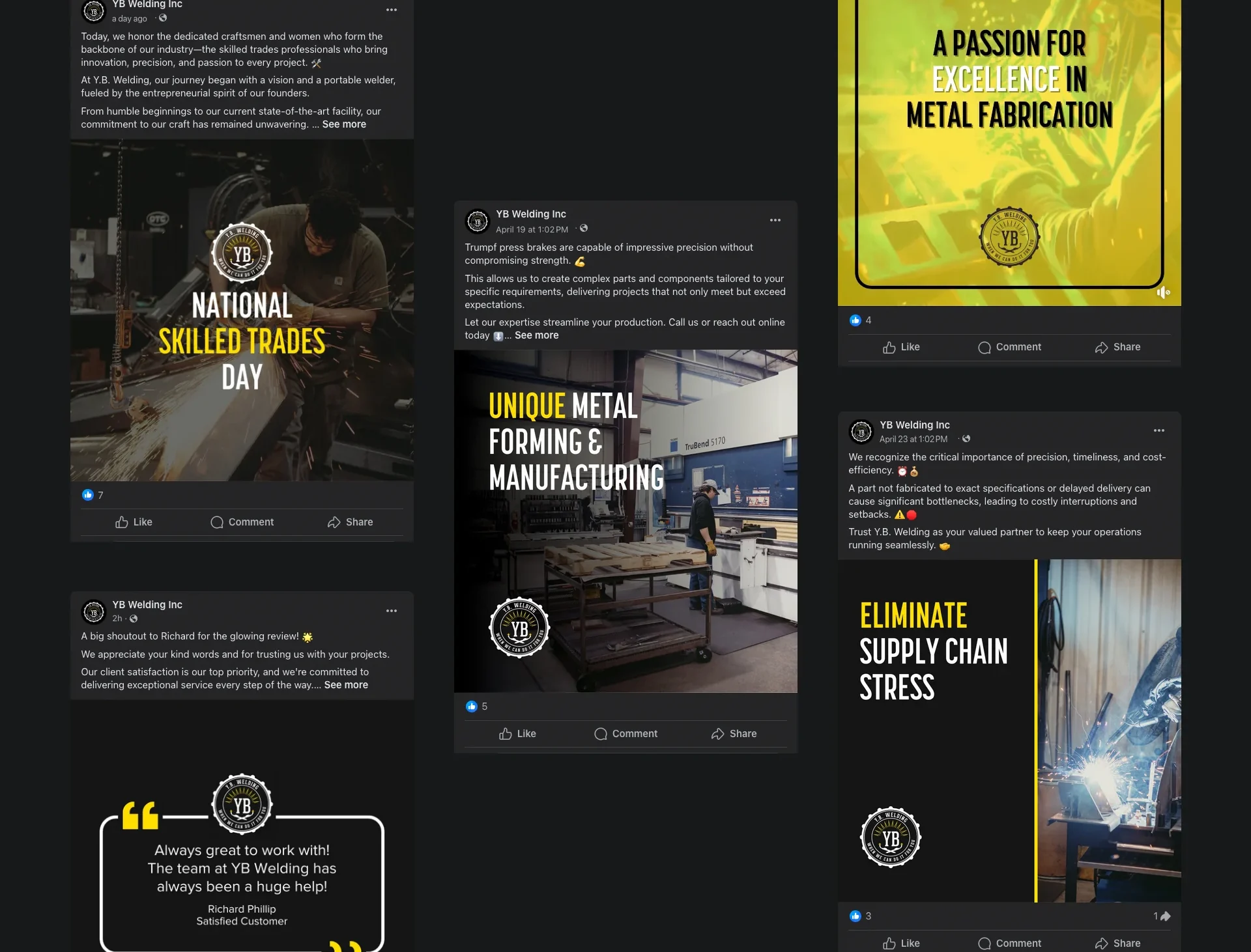 YB Welding social post mockups
