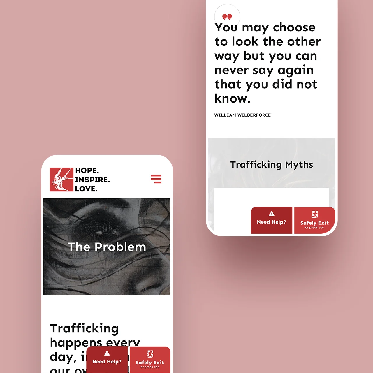 HopeInspireLove mobile phone mockups
