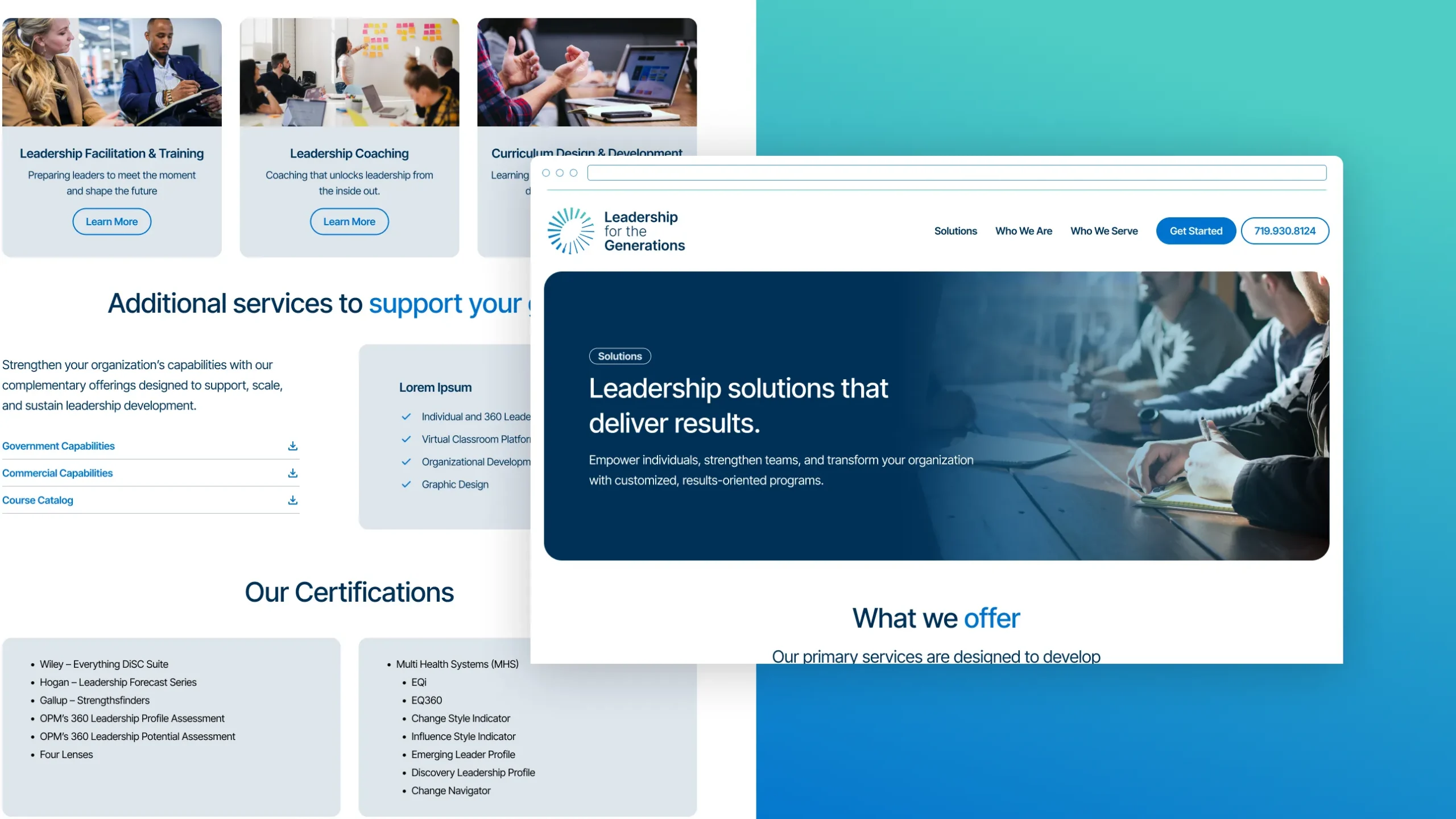 Leadership for the Generations desktop mockup