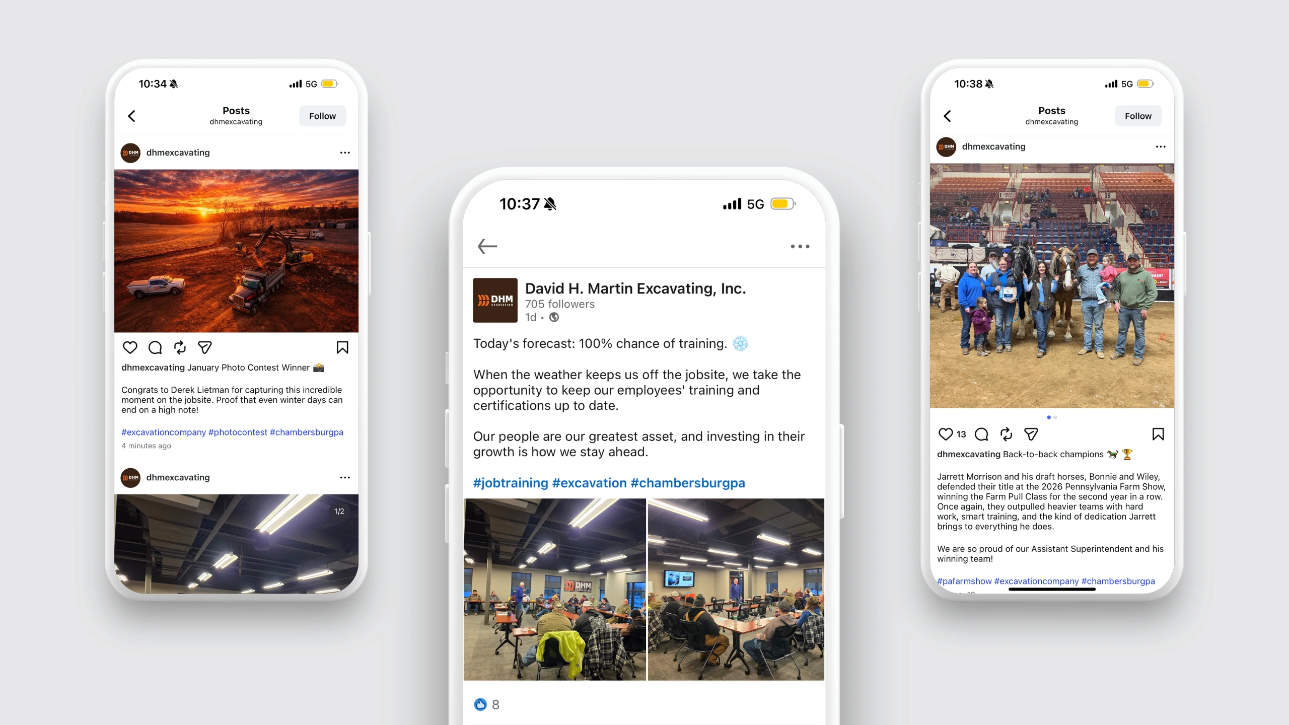 Mobile view of social media posts