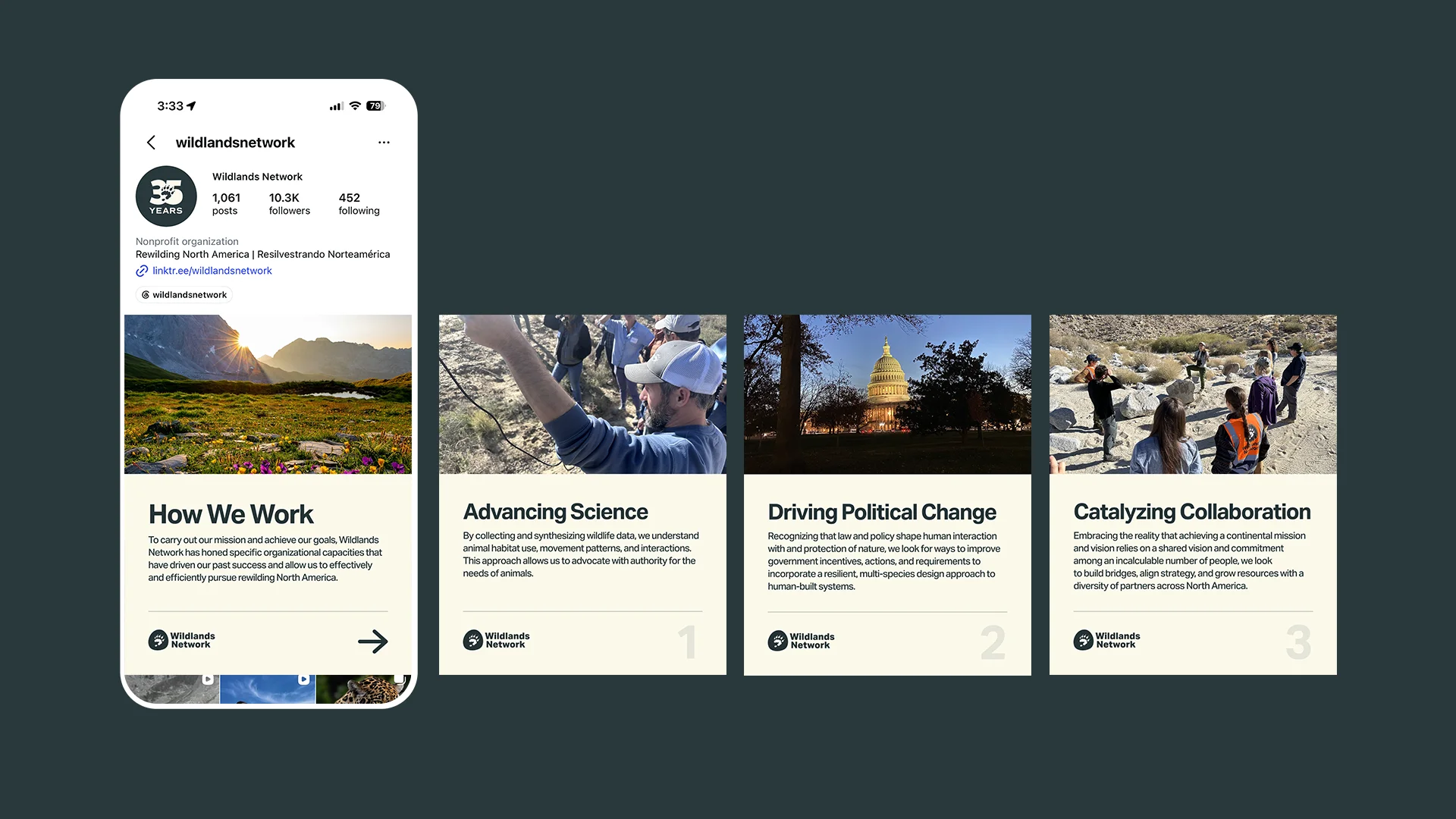 Wildlands Network Instagram carousel posts