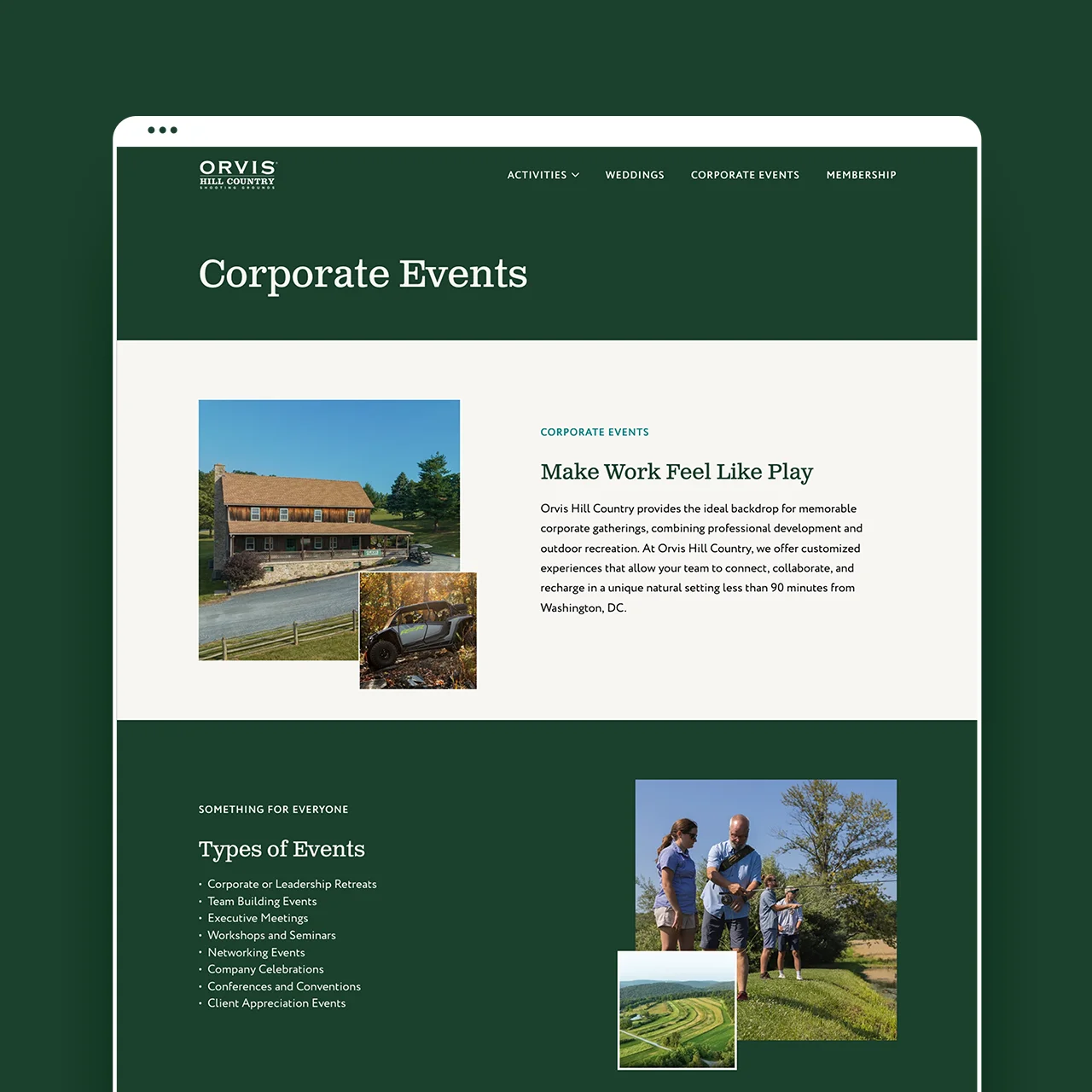 Orvis Hill Country web mockup