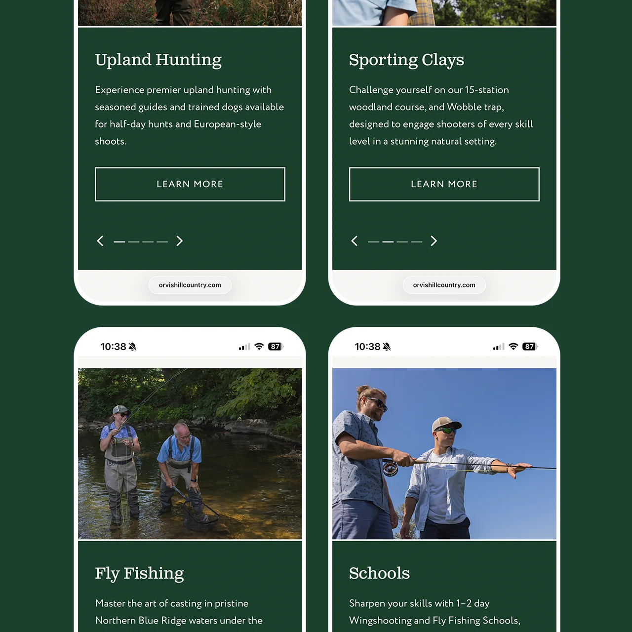 Orvis Hill Country mobile mock up