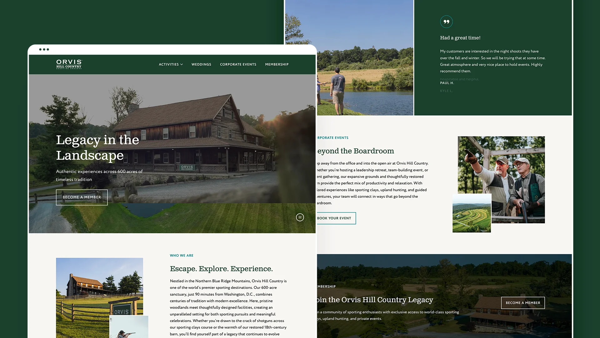 Orvis Hill Country homepage