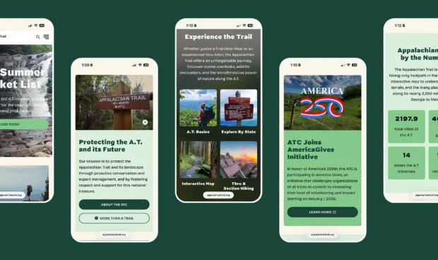 Appalachian Trail Conservancy website mobile mockups